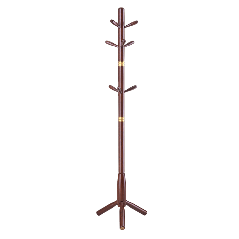 心家宜 衣帽架衣架落地 美式挂衣架卧室客厅衣架 挂衣架落地 多挂钩三角衣帽架水曲柳 胡桃色