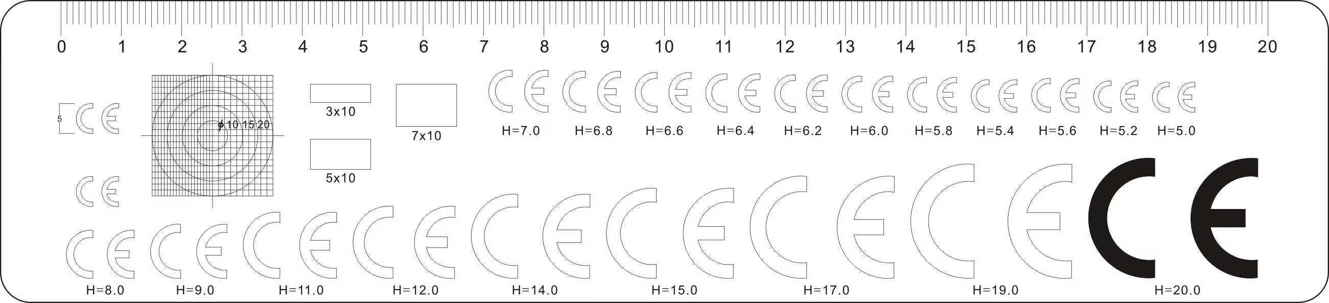 适配ce标准 点线菲林尺柔软点规 高精带线规 ce