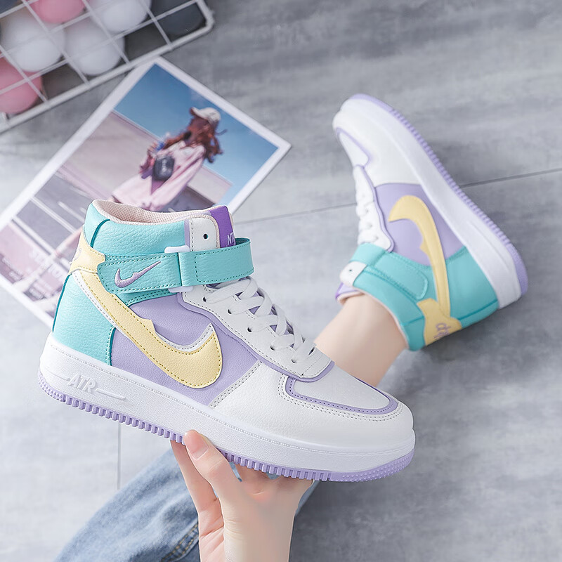 2021新款aj女鞋空军一号af1空军一号影子灰af1正版马卡龙樱花粉高帮