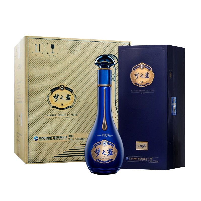 YANGHE 洋河 梦之蓝 蓝色经典 M6+ 52%vol 浓香型白酒 550ml*4瓶 整箱装
