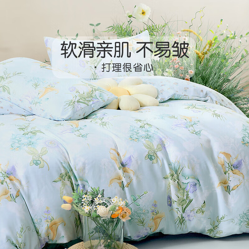 馨而乐(Bravo)富安娜出品四件套磨毛被套床单被罩双人床上用品套件203*229cm