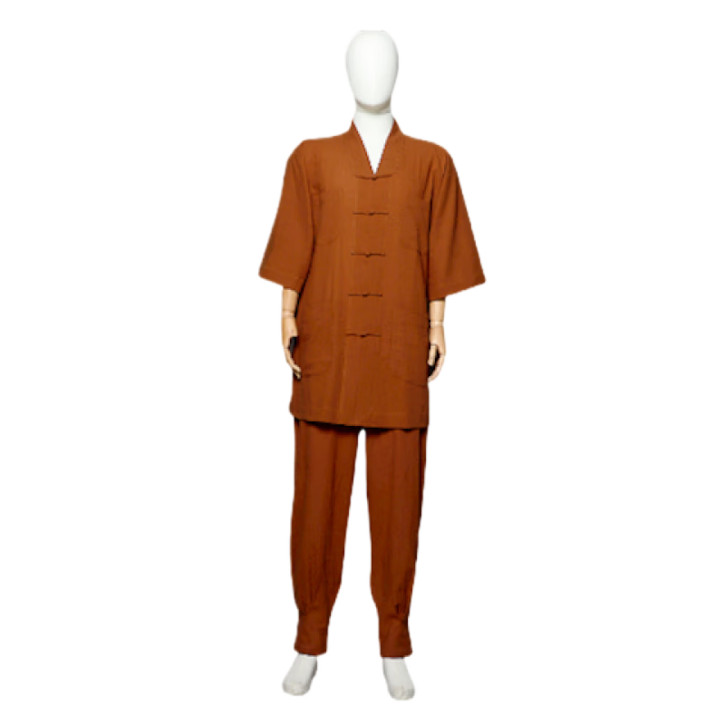 皮爾卡丹（pierre cardin）僧服夏季七分袖短褂出家?guī)煾负蜕蟹」蛹兠廾饨壨忍籽b男女僧衣袍 深灰色 23身高155-162