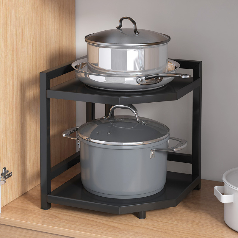 置物架多层台面锅具收纳架橱柜内柜下水槽分层架子 二层款32x32x32cm