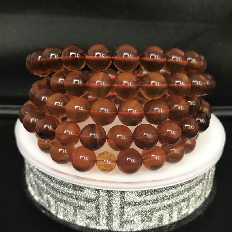 锦鼎天然缅甸琥珀 9mm棕红珀 108多圈男女士式 手串 项链珠 佛珠 手