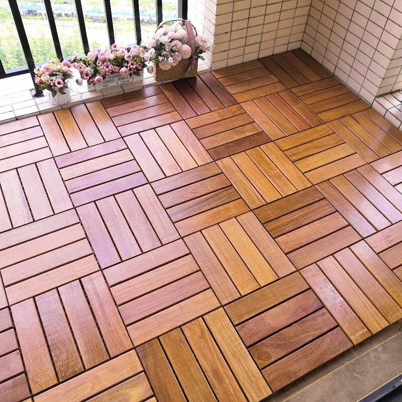 紫叶阳台防腐木地板户外露台庭院花园地面铺设实木地板拼接龙凤檀