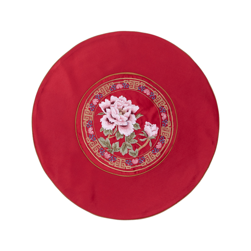 白萱新中式桌旗红木圆餐桌转盘套桌盖布提花布艺欧美现代圆桌台布可定