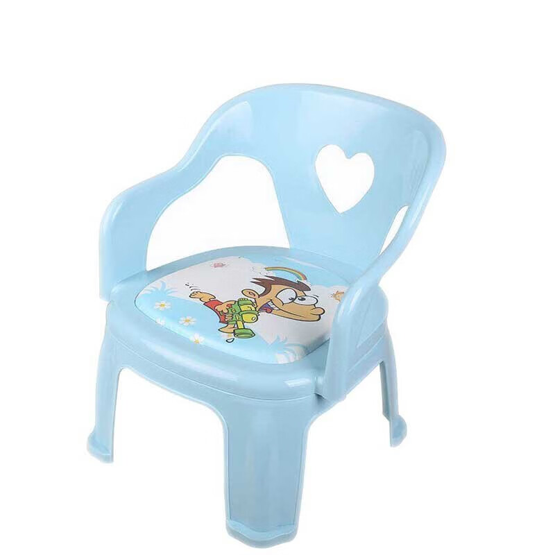 儿童叫叫椅宝宝吃饭座椅餐椅塑料靠背椅餐桌椅 卡通小椅子板凳 蓝色