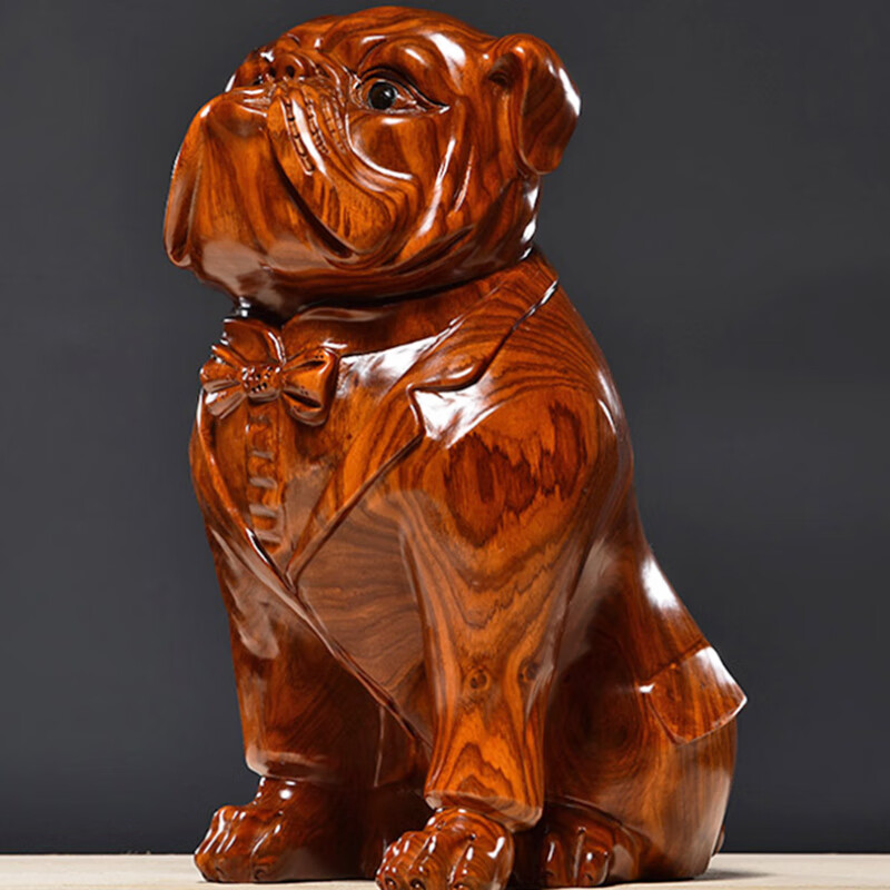 璟館 实木雕刻狗摆件实木十二生肖家居新家工艺品礼品创意品红木商务