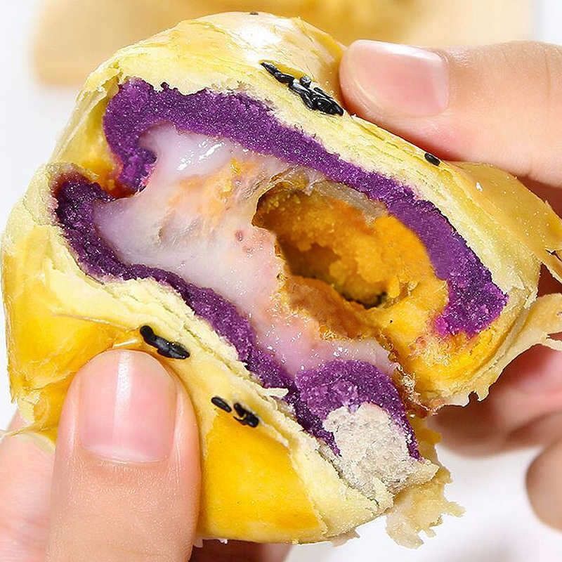 蛋黄酥雪媚娘麻薯传统糕点心紫薯味早餐月饼网红零食品小吃 紫薯味雪媚娘蛋黄酥 10枚