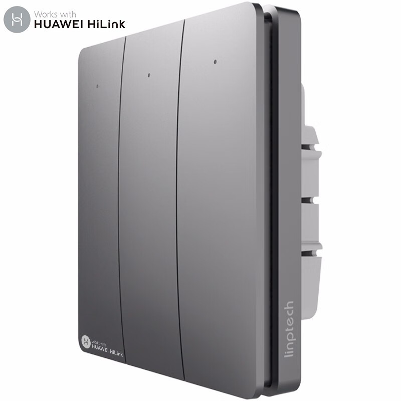 领普智能开关支持华为HUAWEI HiLink手机远程控制联动小艺语音控制墙壁86型 零火三键版灰色
