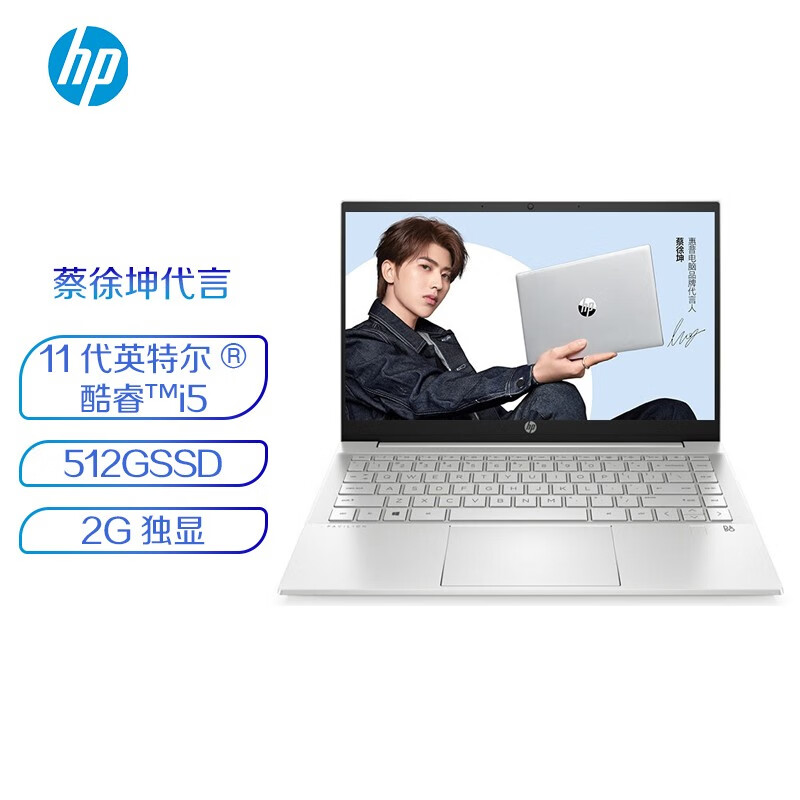 蔡徐坤代言 惠普(HP)星14 14英寸轻薄窄边框笔记本电脑(i5-1135G7 16G 512GSSD MX450 2G独显 72%NTSC)月光银