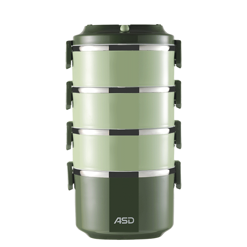 爱仕达（ASD）304不锈钢保温饭盒 2.8L大容量保温提锅4层便携学生便当盒汤盒餐盒RWS28H4WG-G