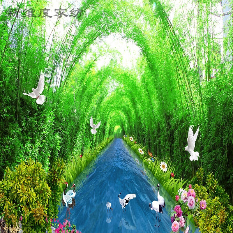 3D风景图片大全 最美,3D风景图片大全 背景 山水背景布新直播背景布立体主播墙纸布3d山水大草原主竹林室外风景