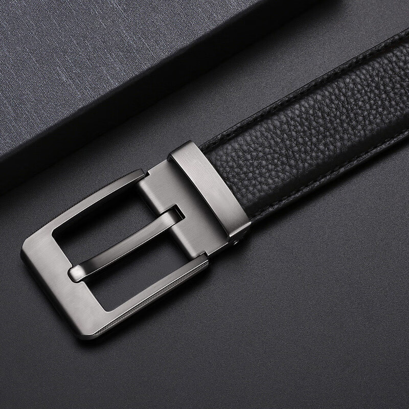 CHALKIN本命年腰带男马年红黑两面真皮针扣皮带双面用头层牛皮爸爸裤腰带 款49打孔带 125cm 体重160-175/裤码37-39