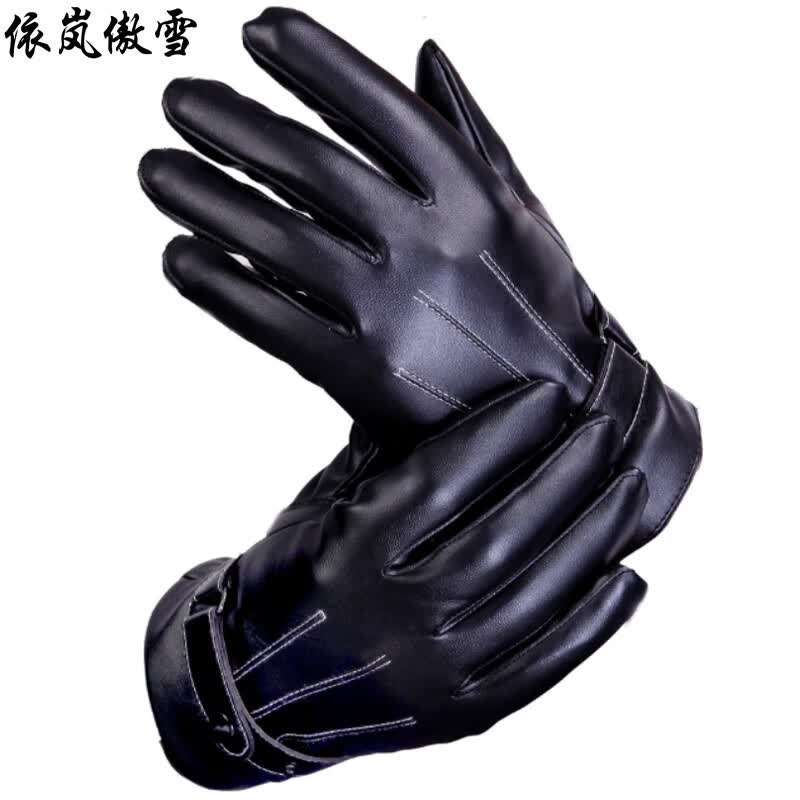 依岚傲雪皮手套男冬季女情侣保暖触屏手套骑行开车户外加绒加厚摩托车