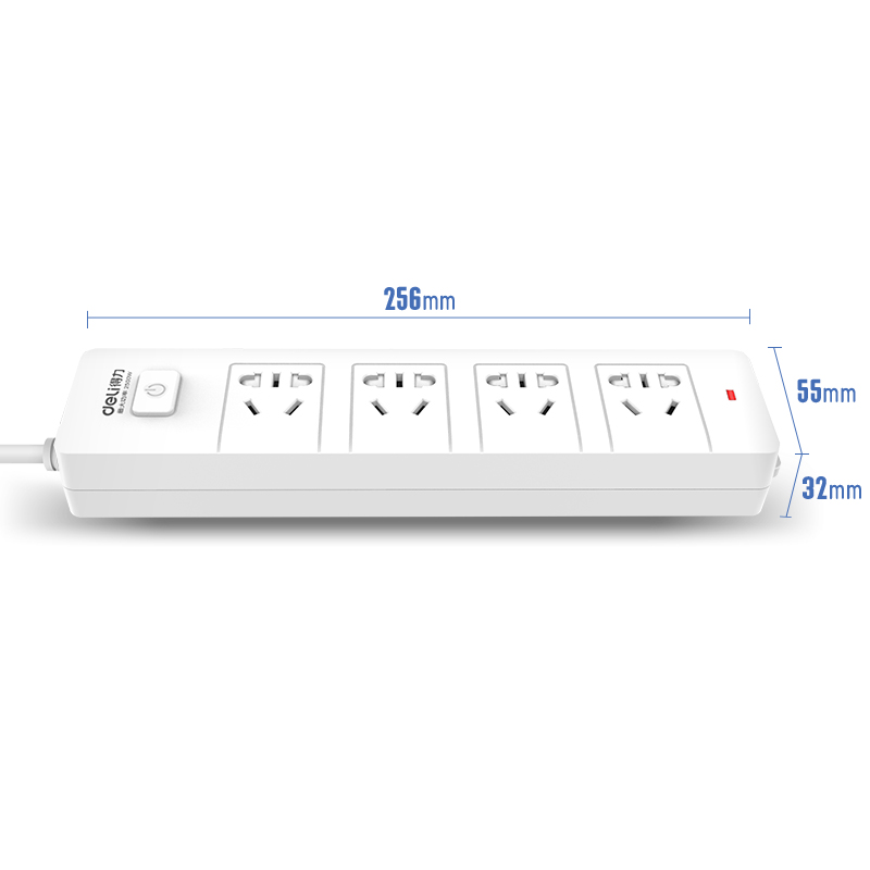 得力（deli）新国标安全插座 插排/插线板/接线板/排插/拖线板 总控开关 儿童保护门 4组合孔3米 18253