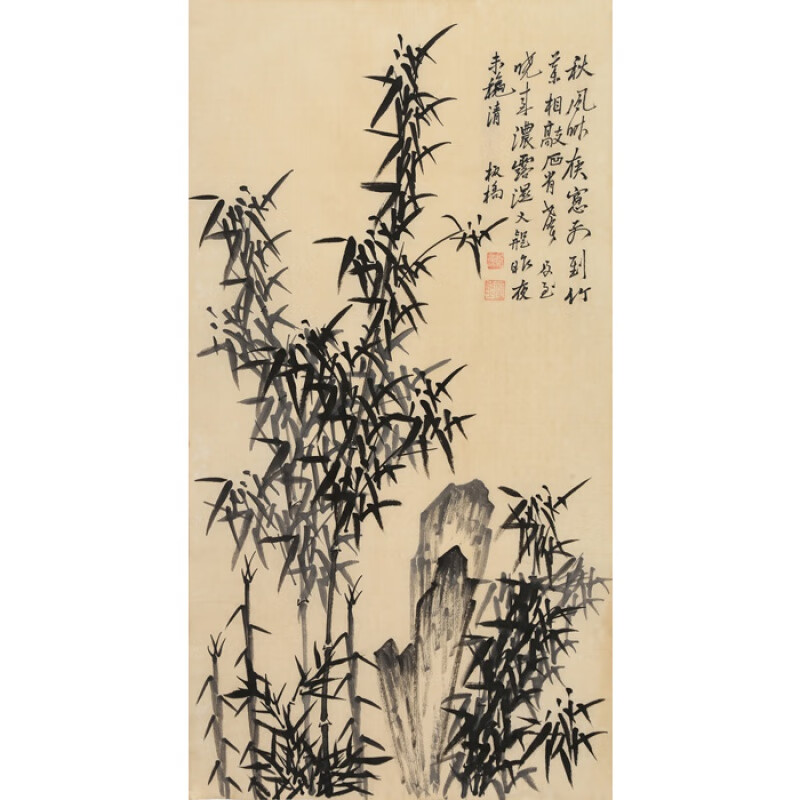 郑板桥字画清代精品三尺写意墨竹国画纯手绘临摹古玩名人书画作品纯