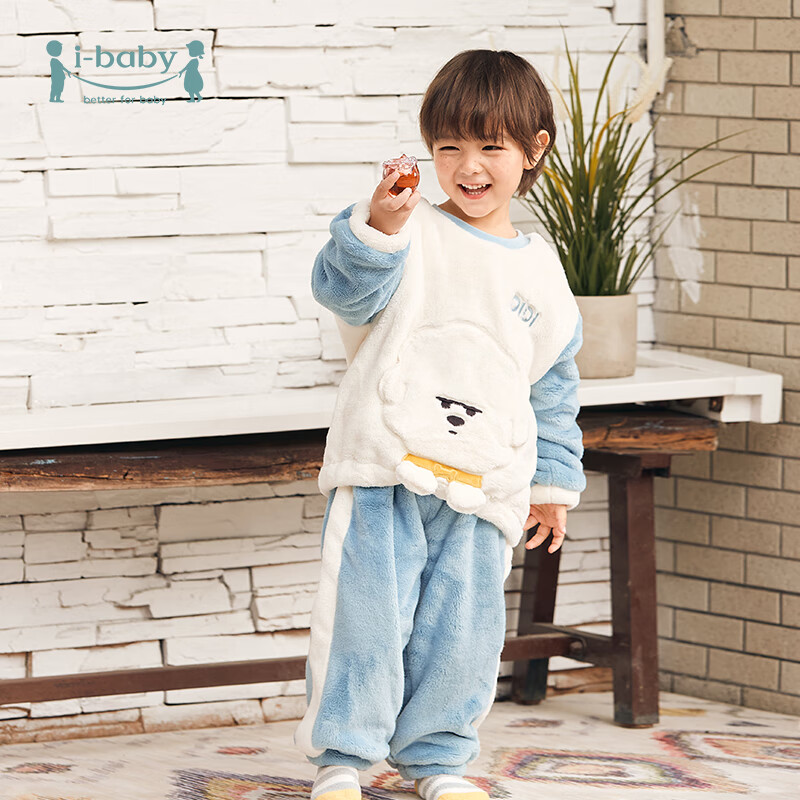 ibaby/英伦宝贝珊瑚绒家居服抗静电儿童恒温斗篷亲子家居服绒类家居套 吃货DIDI儿童套装 80