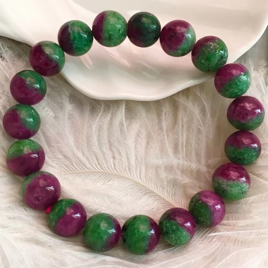 牧思(musi)天然红绿宝手链红宝石单圈水晶手串 气质男女款首饰送礼