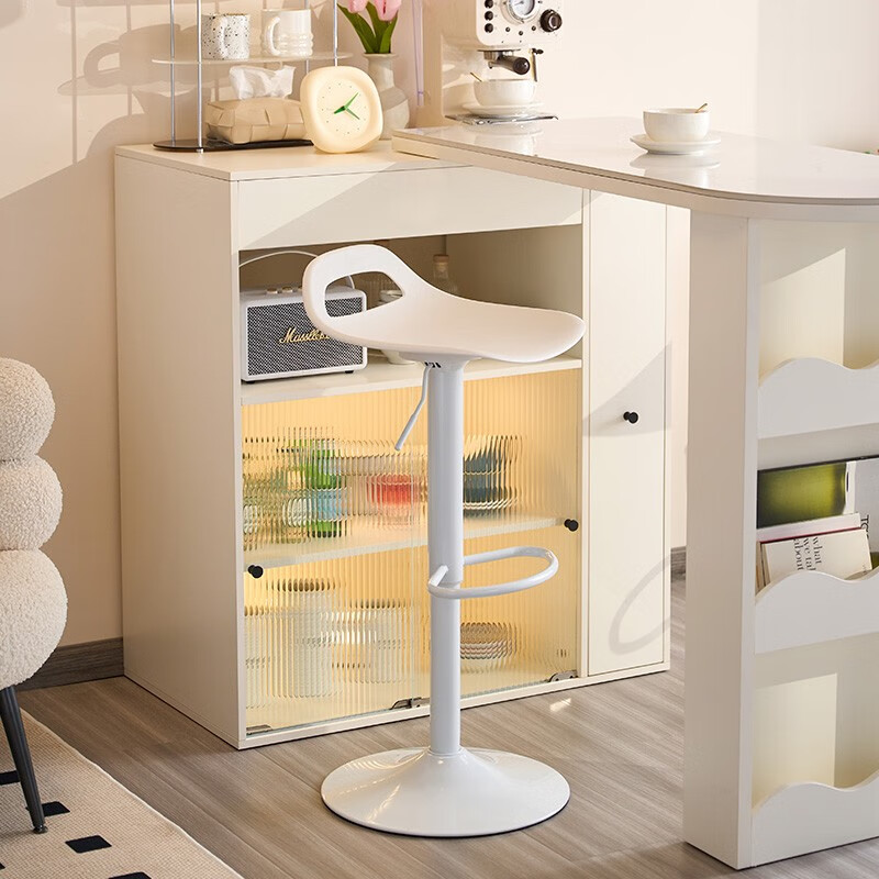 南皇（Nanhuang）現(xiàn)代簡約吧臺椅子家用靠背酒吧桌椅升降旋轉(zhuǎn)高腳凳吧臺凳高腳吧椅 高款-白色-白色底盤 普通底盤-3級氣桿