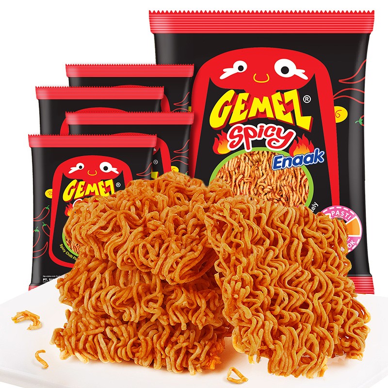 GEMEZ印尼进口 小鸡干脆面 方便面 干吃面休闲零食 火辣鸡肉味 4包入
