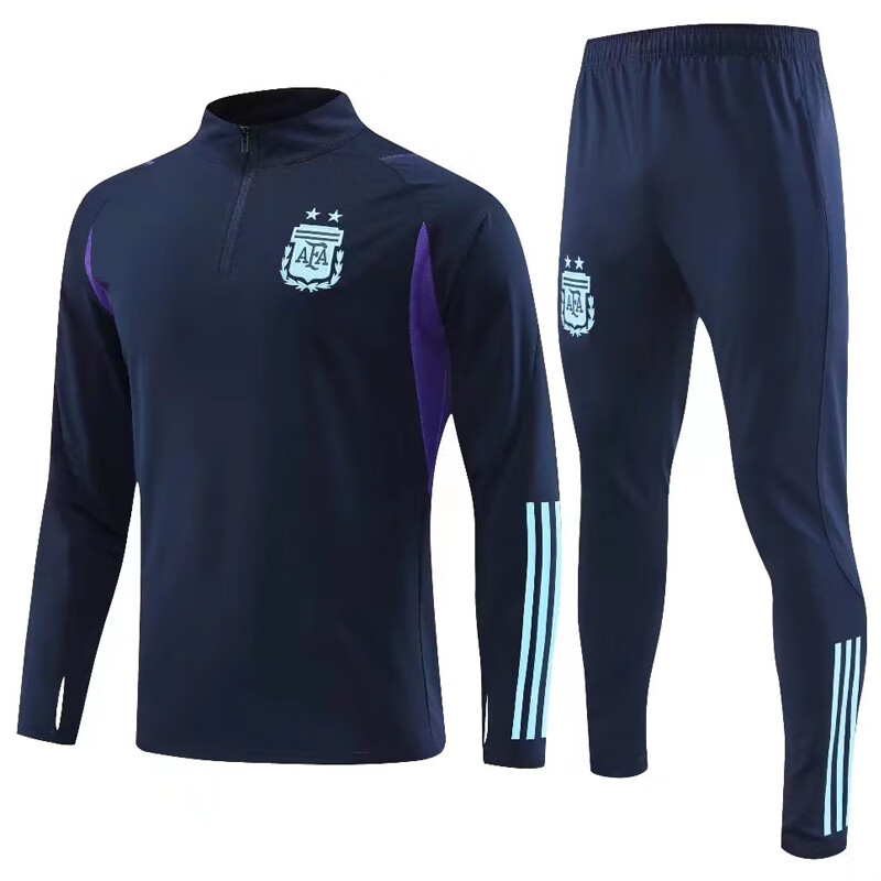 收腿裤束小腿长裤球衣成人外套足球服装秋冬季男 套装阿根廷972宝兰色