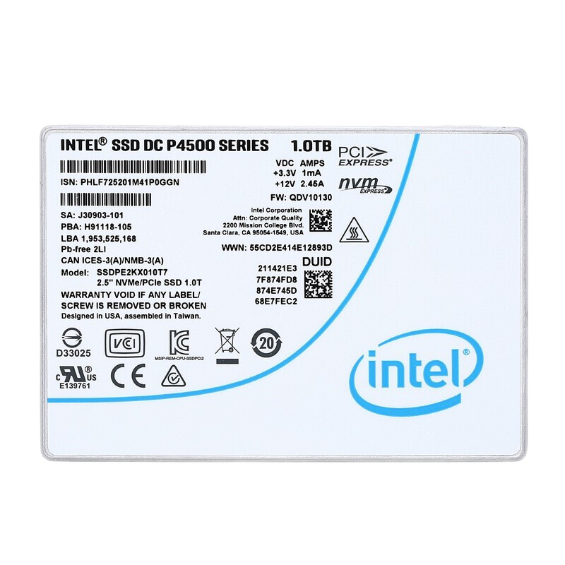intel 英特尔 P4510 数据中心企业级SSD 固态硬盘U.2接口NVMe协议 P4510 1TB U.2