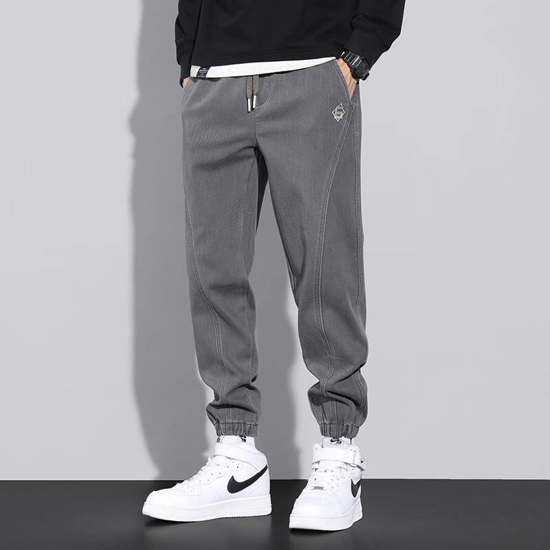 jacktomslee潮牌美式束脚裤男宽松休闲裤秋冬季加厚款收口缩脚裤子