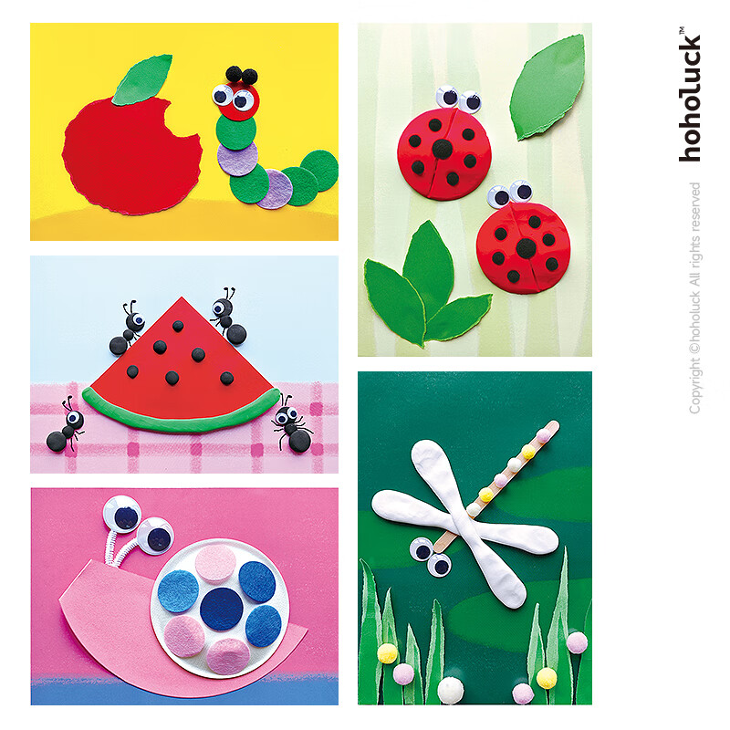 众舰行手工儿童diy创意粘贴画材料包宝宝亲子专注力3岁4岁幼儿园 虫虫