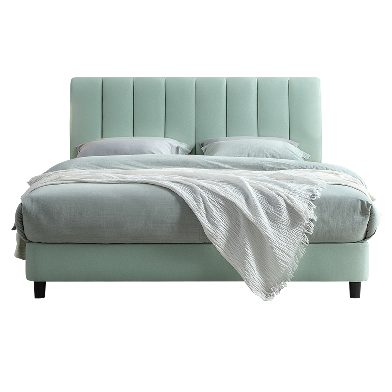 雅兰布艺床现代简约双人床1.5米轻奢婚床主卧家具松木床架 马卡龙(果绿色)1.5*2.0米