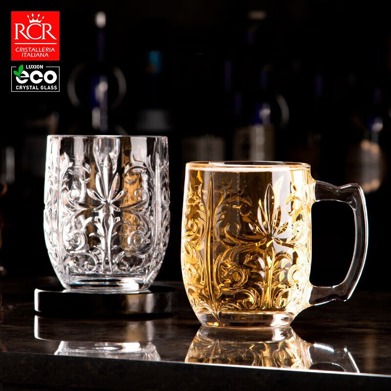 RCR高档水晶玻璃杯红酒马克杯酒吧啤酒杯男士水杯子430ml大扎啤杯2只