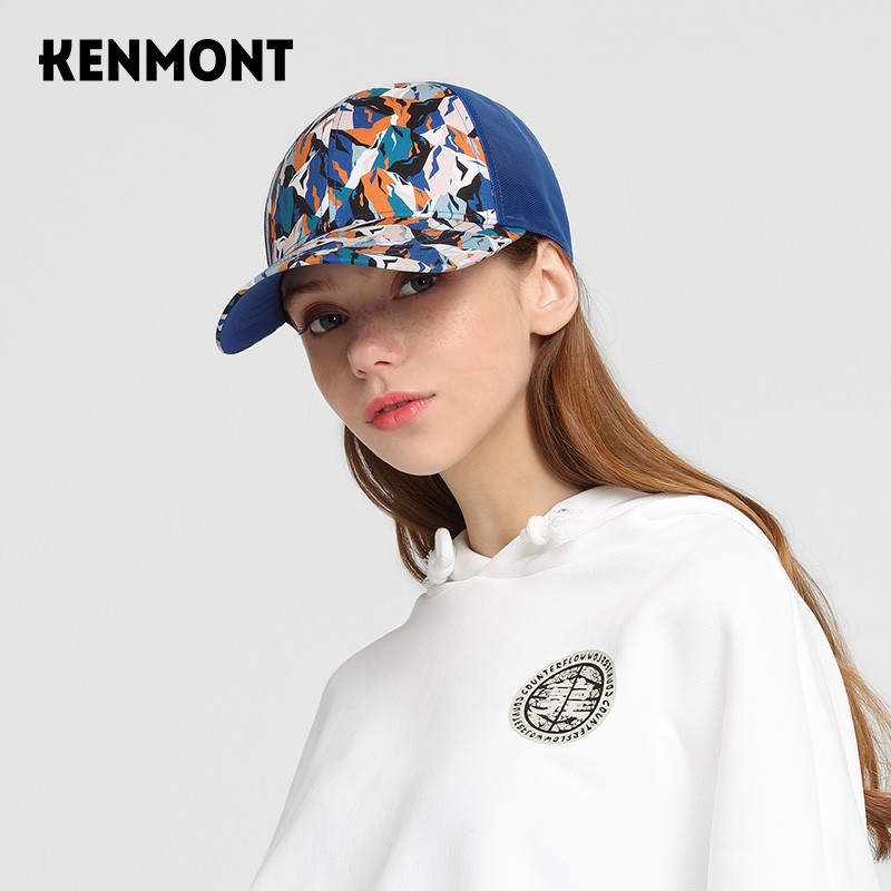 卡蒙（Kenmont）棒球帽女夏硬顶鸭舌帽透气网太阳帽防紫外线户外遮阳防晒帽3878 时光蓝 均码 56cm-59cm