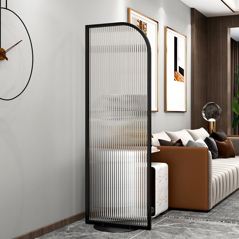 渡鲁屋艺术长虹玻璃屏风隔断客厅简约现代入户玄关装饰卧室遮挡家用半