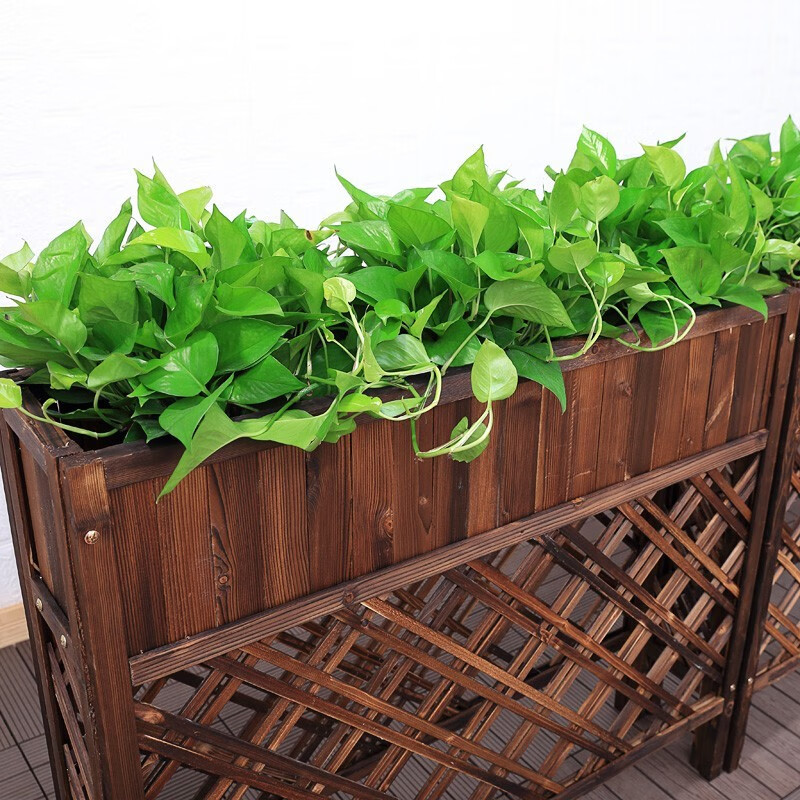 防腐木花箱(140*25*90cm)阳台种菜盆室外花箱 实木花架花槽 围栏栅栏