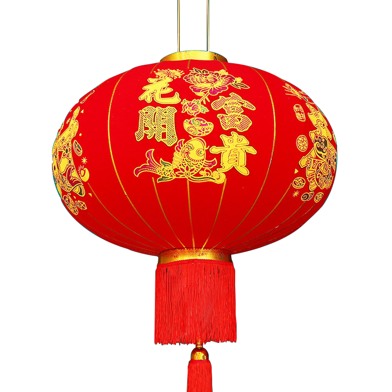 【京速达】 新年装饰大红灯笼灯春节元旦装饰品灯笼大门植绒布节庆饰品婚庆年货虎年阳台户外大门挂饰 【一对装】全家福120#+LED灯