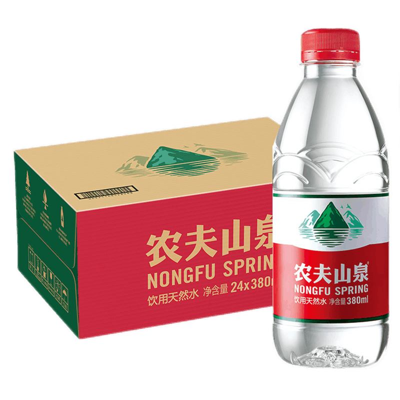 农夫山泉饮用天然水弱碱性天然泉水380ml*24瓶/箱（八大水源地随机发货） 
