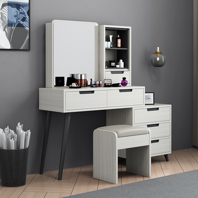 意卡芙 梳妆台梳妆台卧室现代简约小户型化妆台一体床边化妆柜梳妆柜