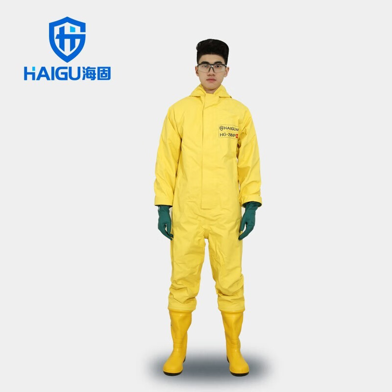 海固 半封闭轻型防化服 二级防化服 连体带帽轻型防酸碱防护服 hg-2wp