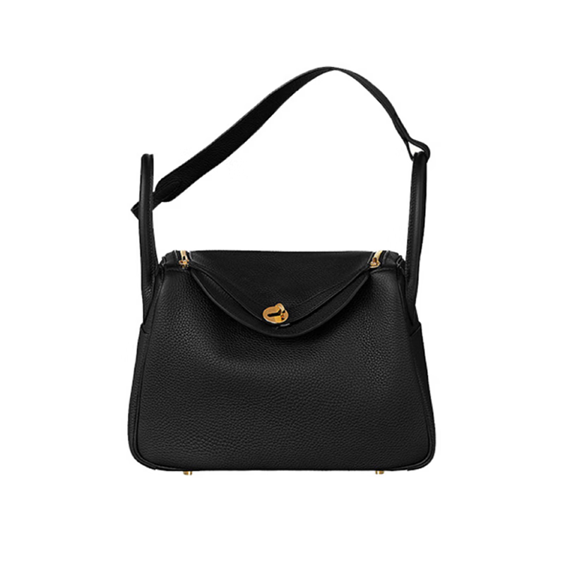 爱马仕(hermes)女包 lindy 黑金手提包 单肩包  30 黑色系