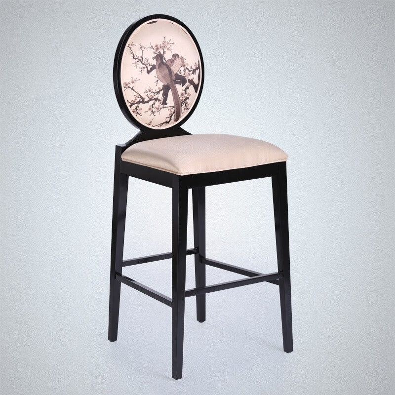 壹设(yishe) 壹设新中式吧椅现代中式酒店前台实木接待椅酒吧吧台椅