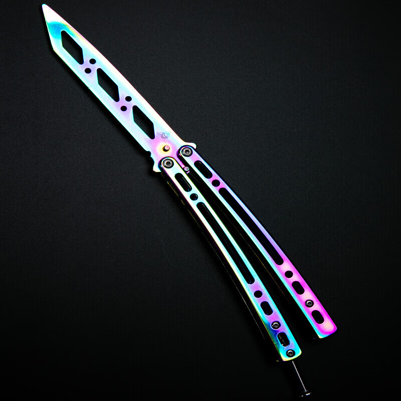 狼爪入门级蝴蝶甩手刀蝴蝶练习刀训练刀表演刀耍帅刀具 彩钛色配扳手