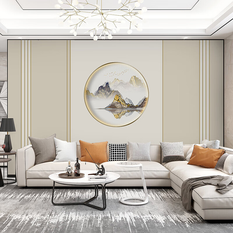 伊尔雅 新中式壁布背景墙壁纸5d现代简约背景墙壁纸轻奢线条影视墙