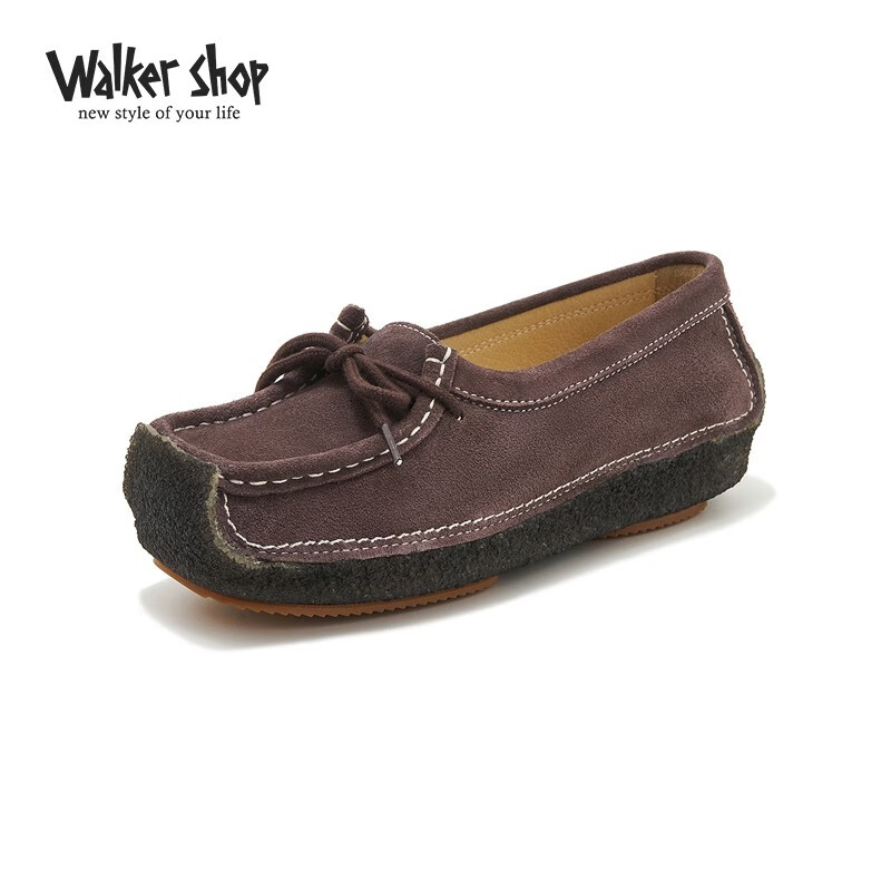 walker shop奥卡索女鞋春夏新款豆豆鞋软底蜗牛鞋透气时尚休闲百搭