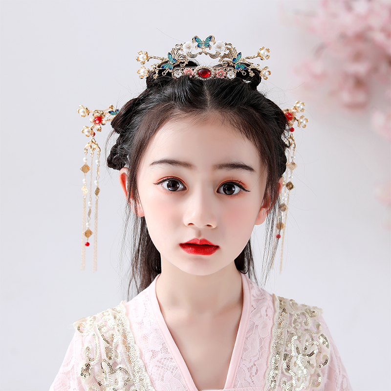 儿童古风发簪套装中国风唐装汉服配饰古代簪子拍照走秀演出女童超仙