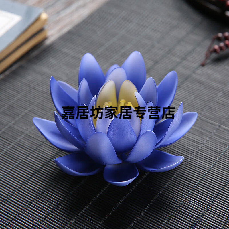香插新中式禅意家居桌面饰品摆件客厅茶室佛堂佛系工艺品 蓝色 单莲花