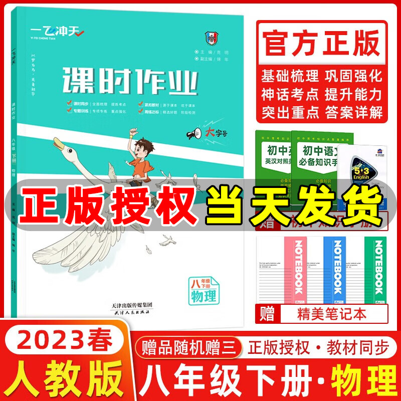 2023春新版 一飞冲天课时作业八年级物理下册人教版RJ 初二下册物理同步训练课时作业本八年级下册物理教材同步作业本