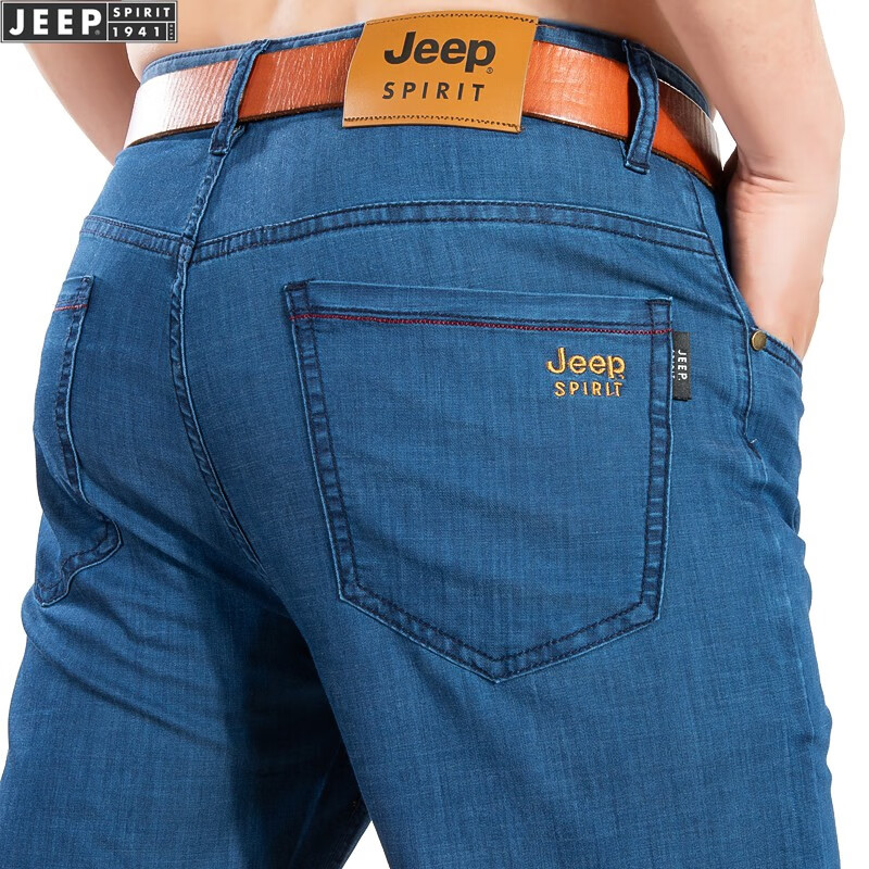 吉普JEEP牛仔裤男薄款直筒中腰2021春夏季新款男长裤 J713蓝色 34码 2尺6