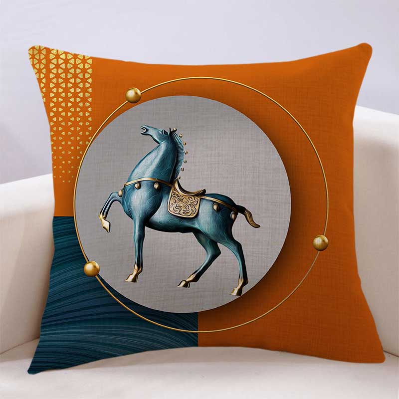 万燊 现代简约轻奢爱马仕橙色抱枕样板房定制高档靠枕套居家床头腰枕 4号款 60X60CM(枕套加枕芯） 京东折扣/优惠券