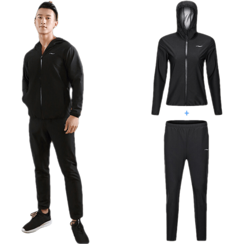 wotfire暴汗服男款彈力套裝運(yùn)動(dòng)員賽前專業(yè)降體服跑步發(fā)汗服控體服爆汗服 彈力開(kāi)衫暴汗上衣+暴汗褲 4XL （建議200-220斤）