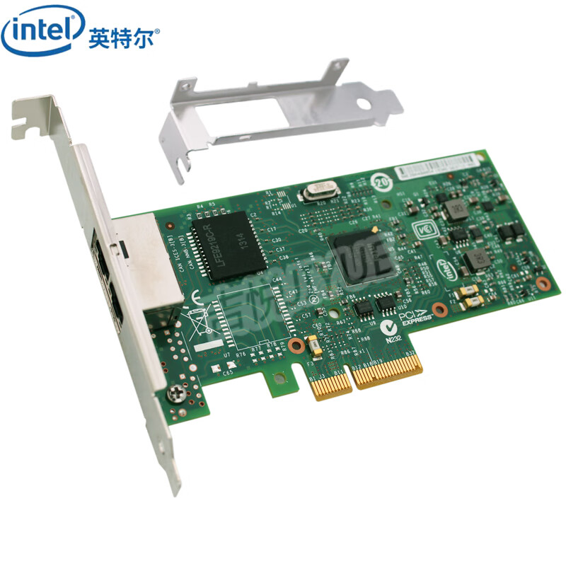 英特尔(Intel)I350-T2千兆网卡双口I350T2V2BLK台式机电脑服务器PCIeX4支持虚拟化冗余端口原厂 